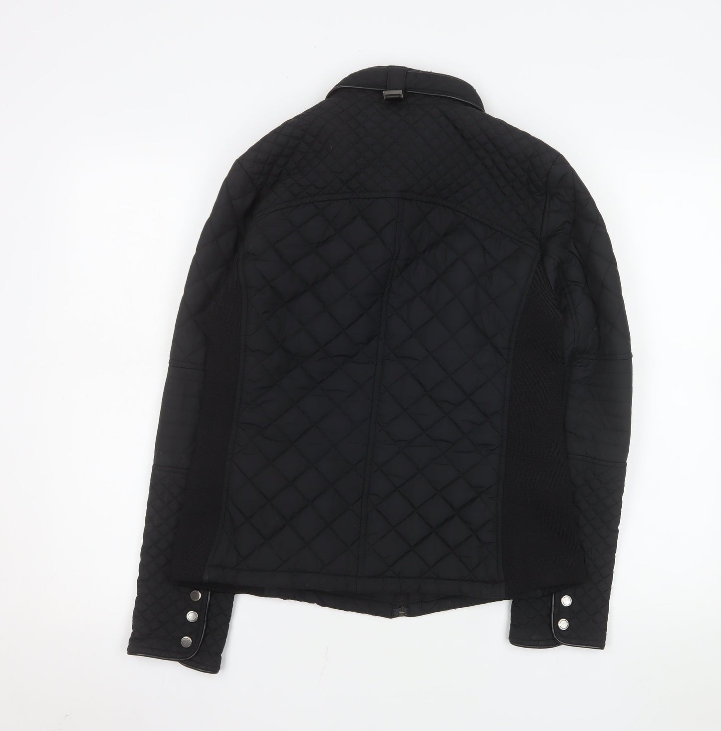 Weatherproof Womens Black Quilted Zip Jacket M Mid-Length Polyester