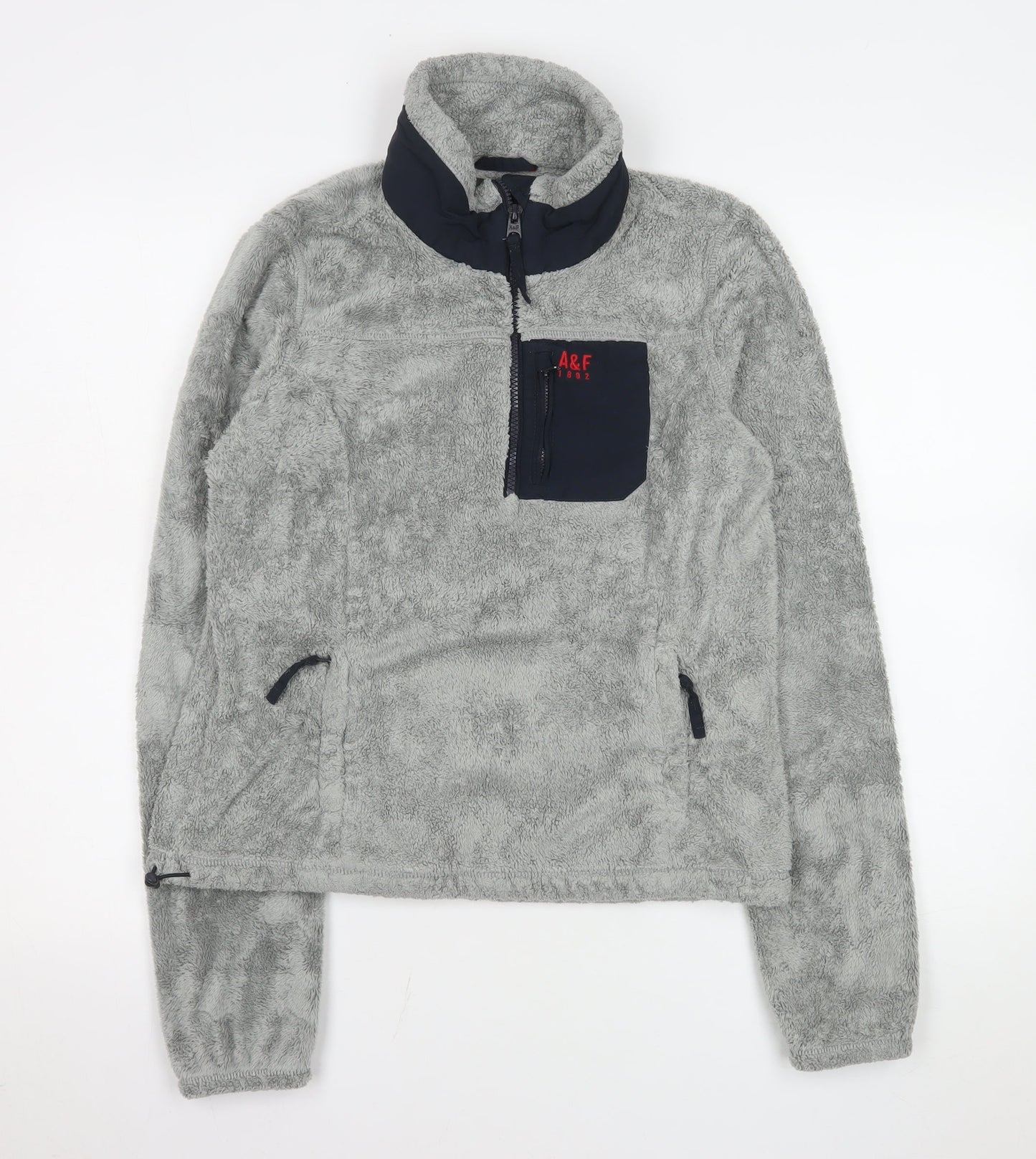 Abercrombie Men's Grey Fleece 1/4 Zip Pullover Sweatshirt Size S