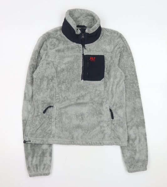 Abercrombie Men's Grey Fleece 1/4 Zip Pullover Sweatshirt Size S