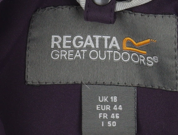 Regatta Womens Purple Waterproof Hooded Long Rain Jacket Size 18