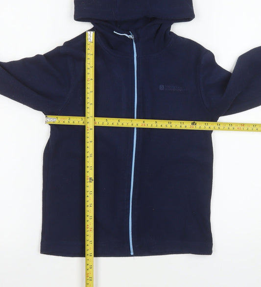 Mountain Warehouse Boys Blue Hooded Fleece Jacket 7-8 Years Full Zip Lightweight