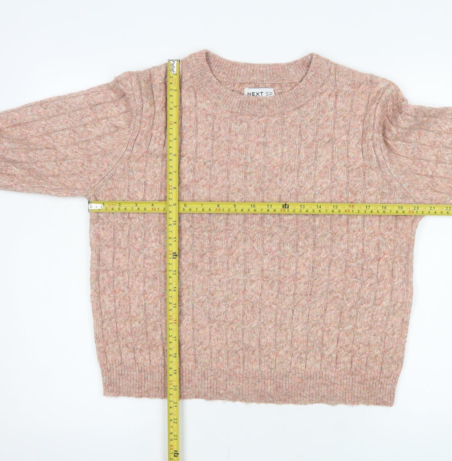 NEXT Womens Pink Cable-Knit Crew Neck Jumper Medium