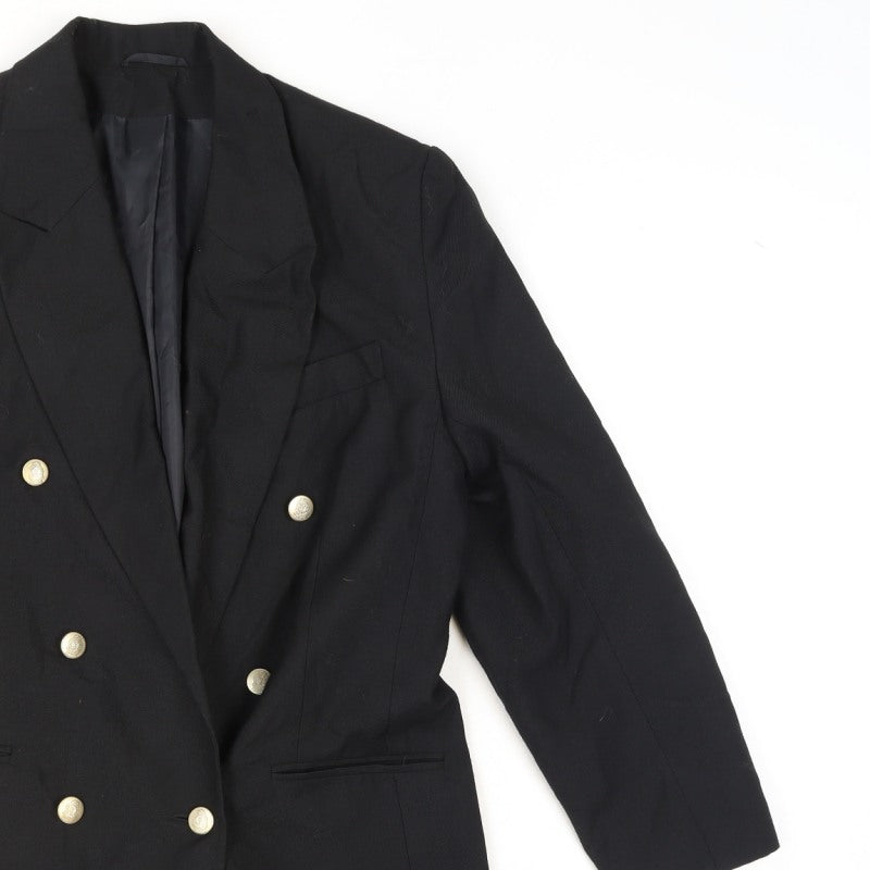 Classic Woman Black Double-Breasted Blazer Jacket UK 14