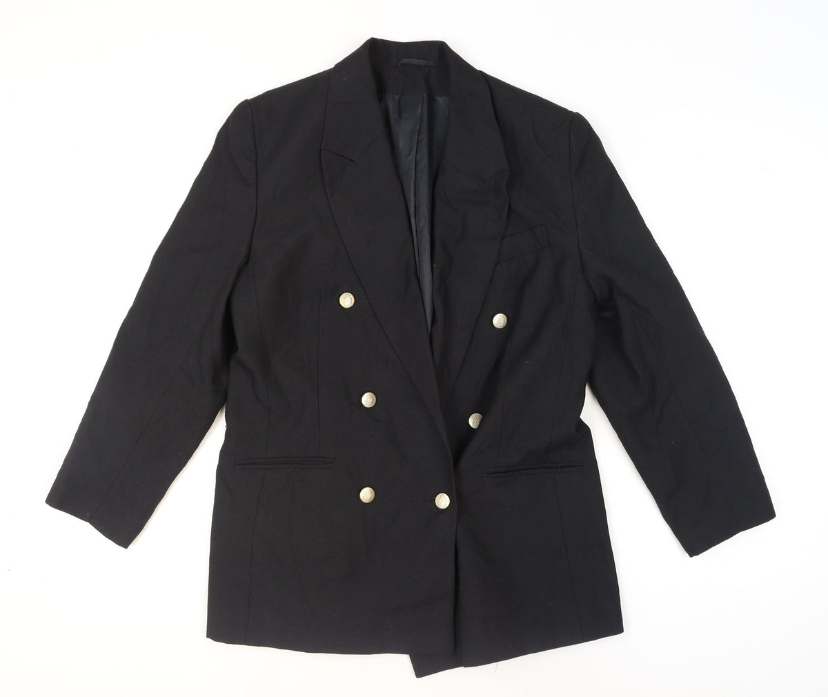 Classic Woman Black Double-Breasted Blazer Jacket UK 14