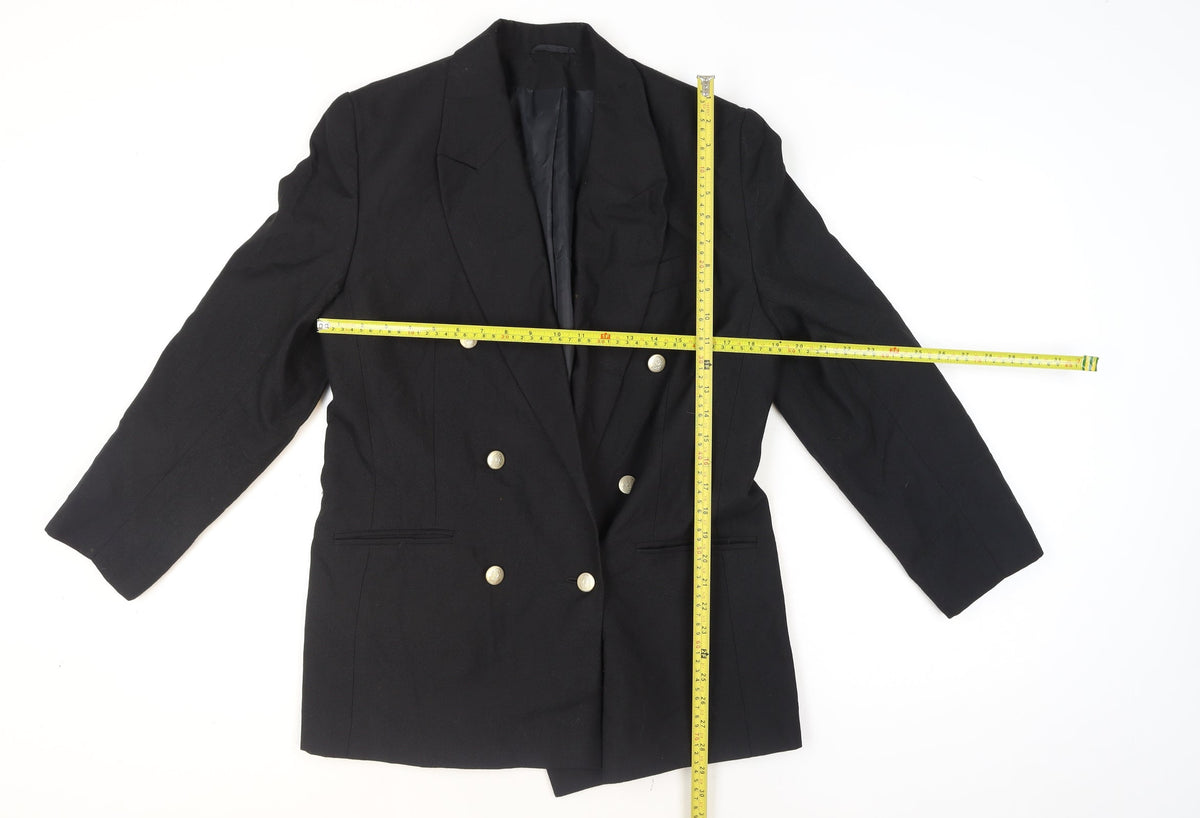 Classic Woman Black Double-Breasted Blazer Jacket UK 14