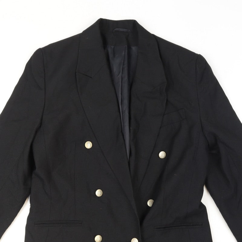 Classic Woman Black Double-Breasted Blazer Jacket UK 14