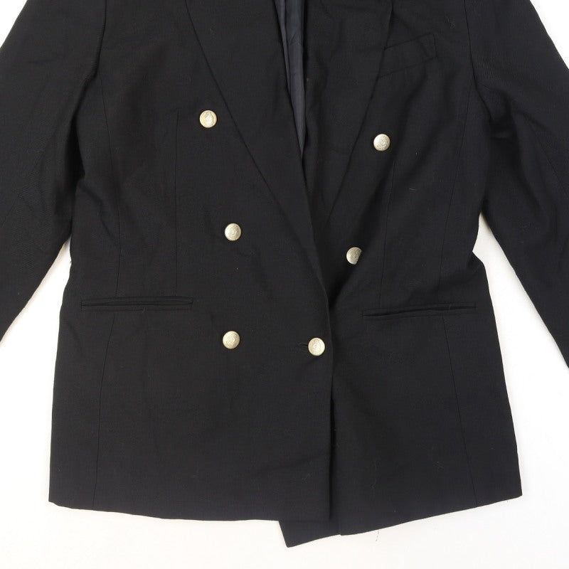 Classic Woman Black Double-Breasted Blazer Jacket UK 14