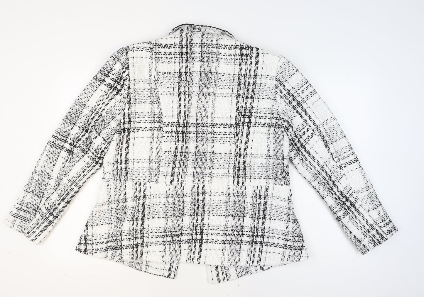 Lipsy Women’s White Bouclé Checked Blazer Jacket UK 18