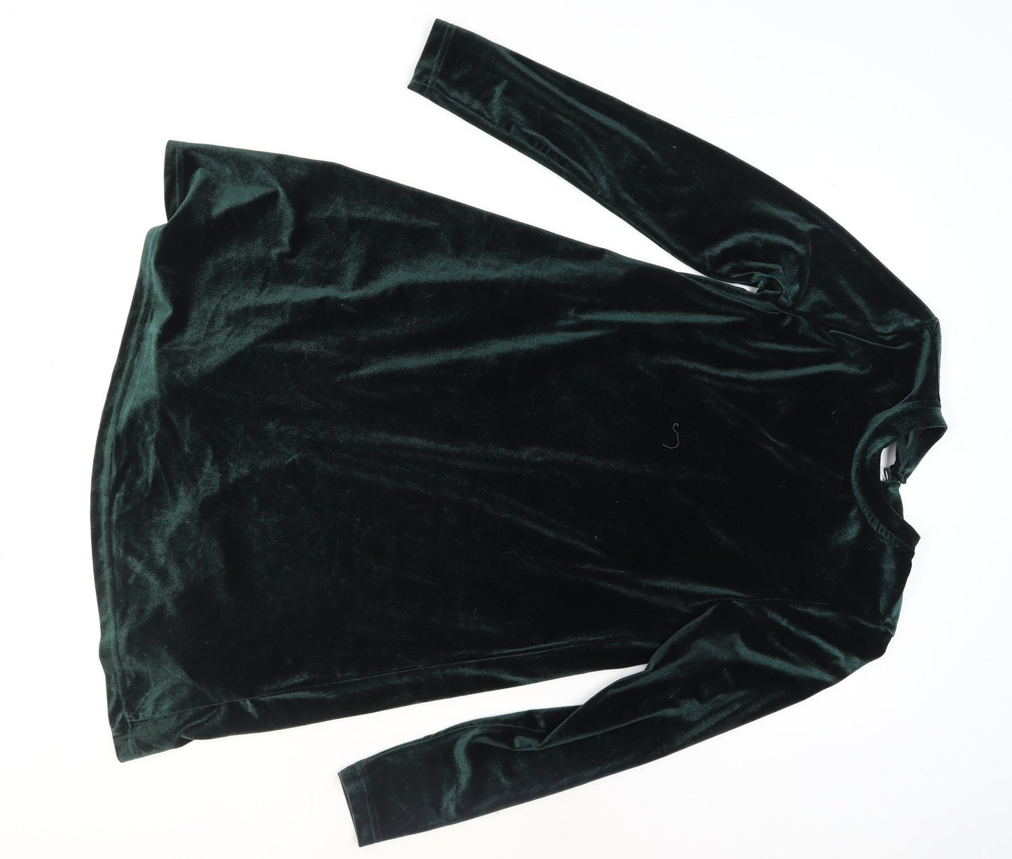 ONLY Women's Green Velour Shift Dress Size S Long Sleeve Party