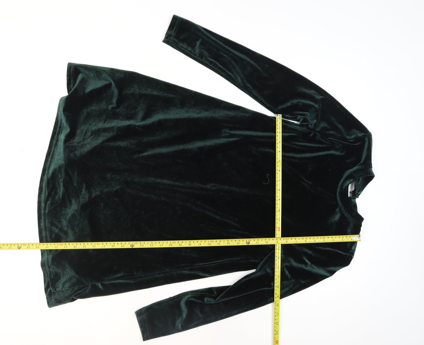 ONLY Women's Green Velour Shift Dress Size S Long Sleeve Party