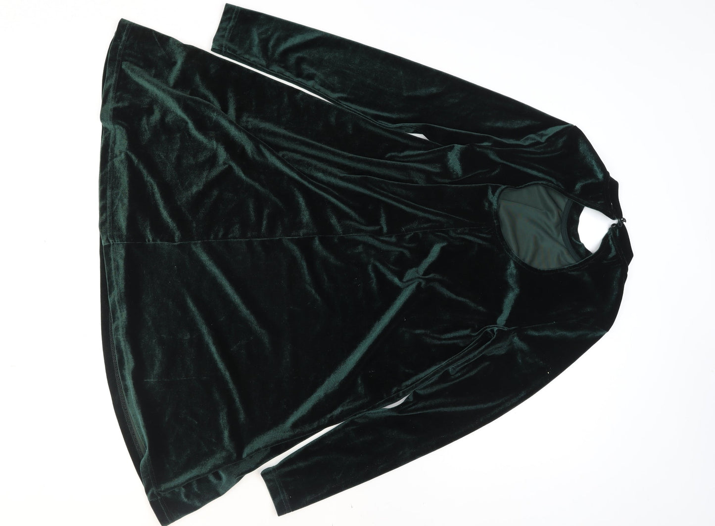 ONLY Women's Green Velour Shift Dress Size S Long Sleeve Party