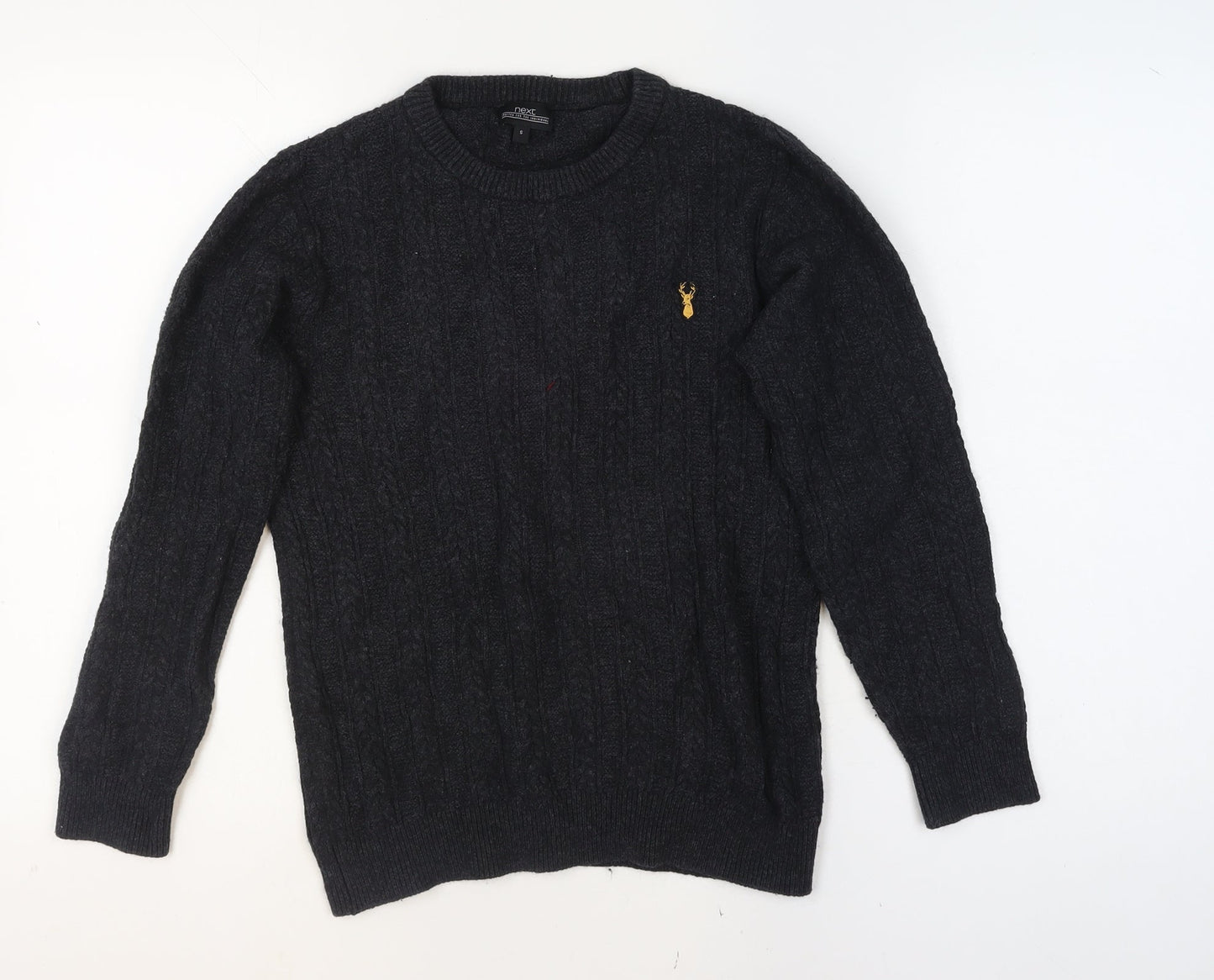 Next Men’s Black Cable-Knit Crew Neck Jumper Size S