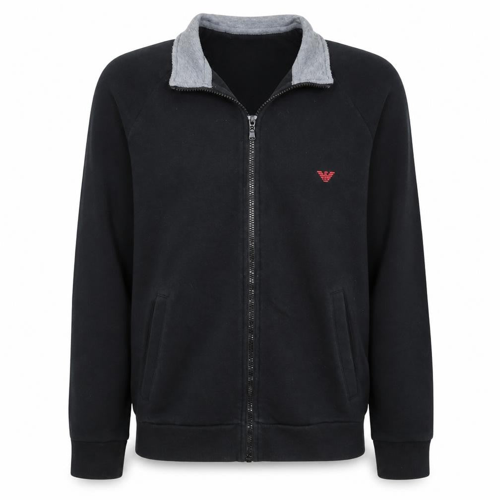 Front view of Emporio Armani Men's Black Full Zip Sweatshirt L Regular Fit