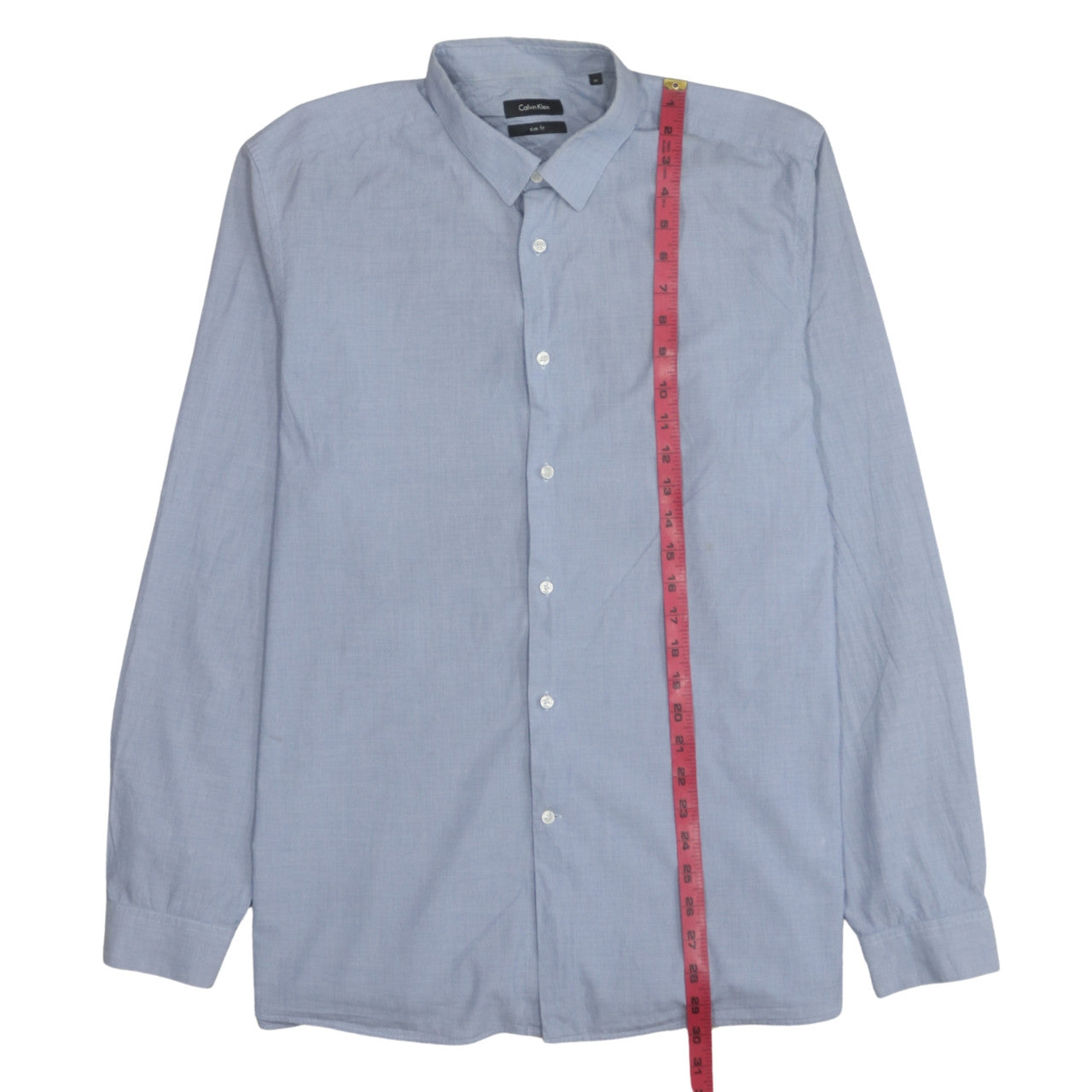 Calvin Klein Men's Blue Slim Fit Long Sleeve Button-Up Shirt