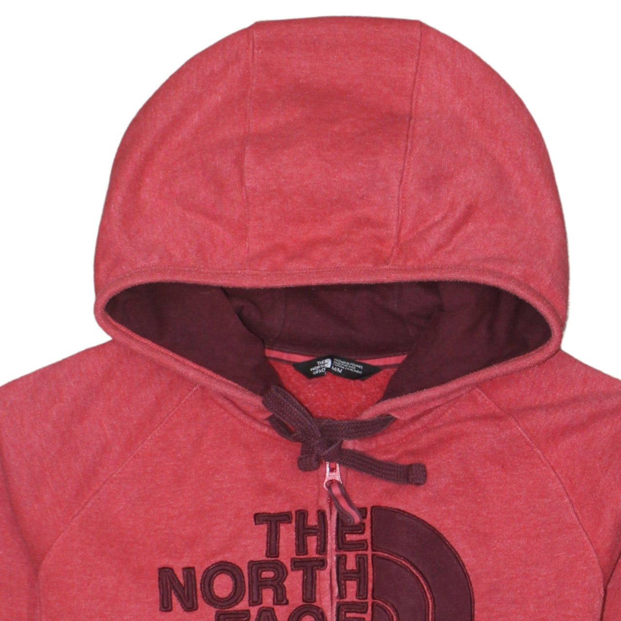 The North Face Womens Red Full Zip Hoodie Size M Cotton Blend