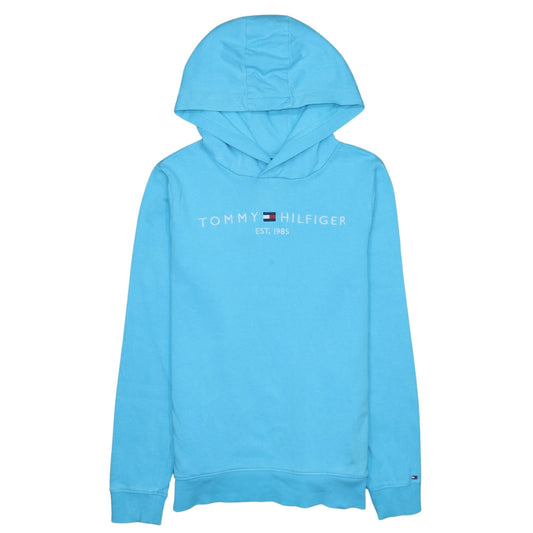 Tommy Hilfiger Boys Blue Pullover Hoodie Size 164 Cotton Logo Design