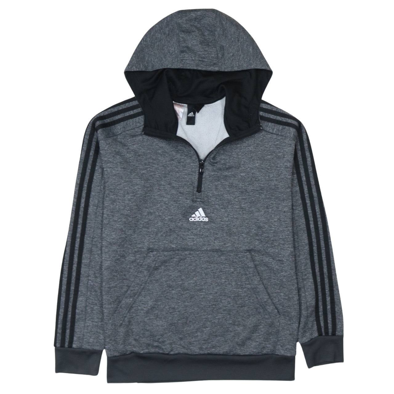 Adidas Boys Grey 1/4 Zip Hooded Sweatshirt Size 10-11 Years