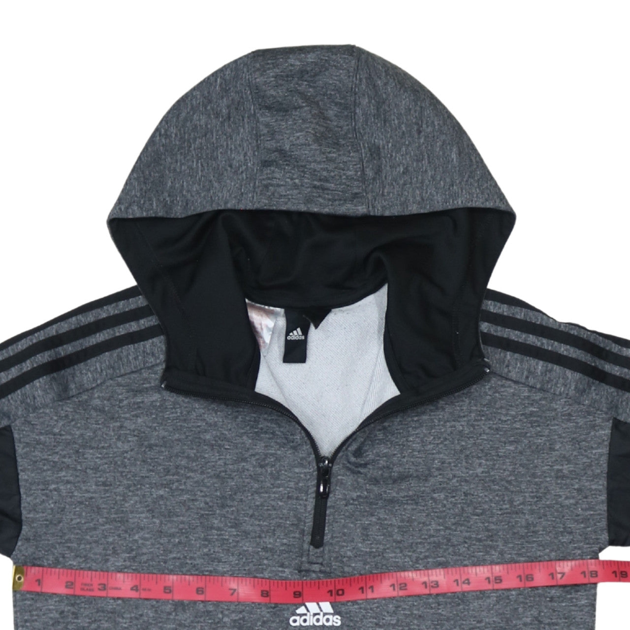 Adidas Boys Grey 1/4 Zip Hooded Sweatshirt Size 10-11 Years