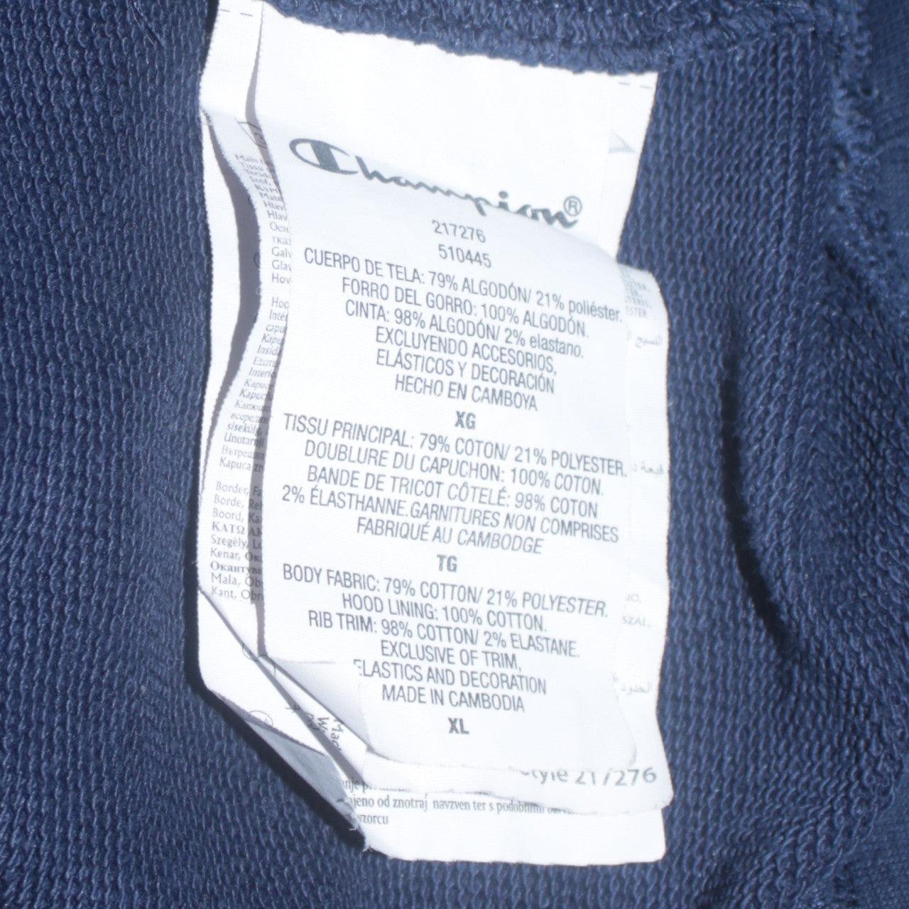 Champion Men's Blue XL Pullover Hoodie with Logo Print