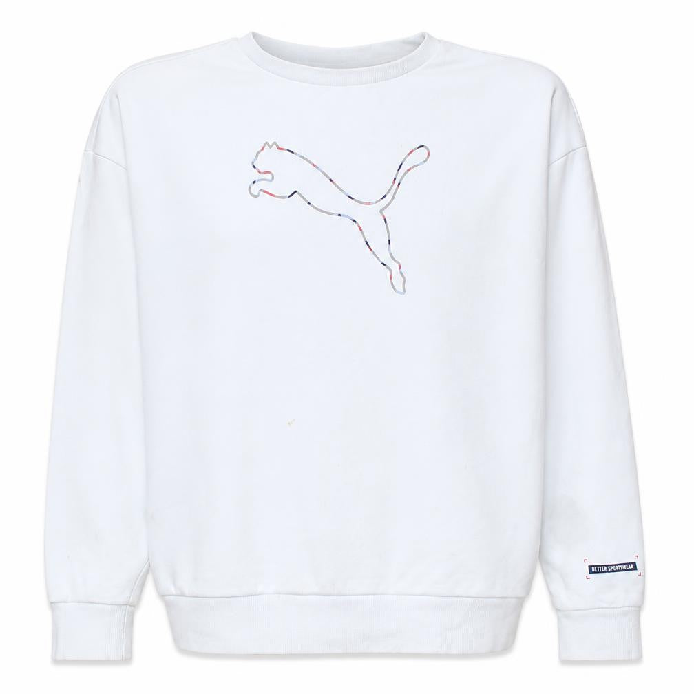 Puma Womens White Medium Crew Neck Pullover Sweatshirt