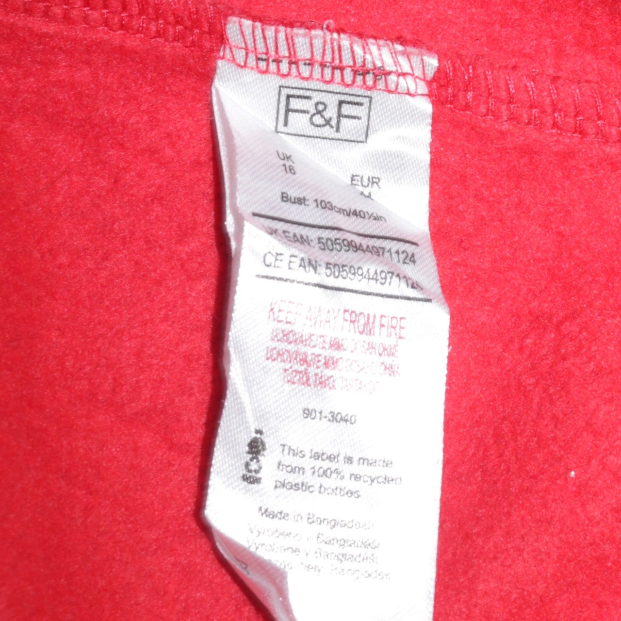 F&F Womens Red England 1966 Football Graphic Pullover Sweatshirt UK 16