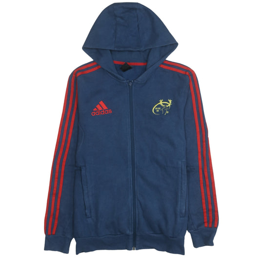 Adidas Boys Blue Full Zip Hoodie S Rugby Logo Fleece Sweatshirt