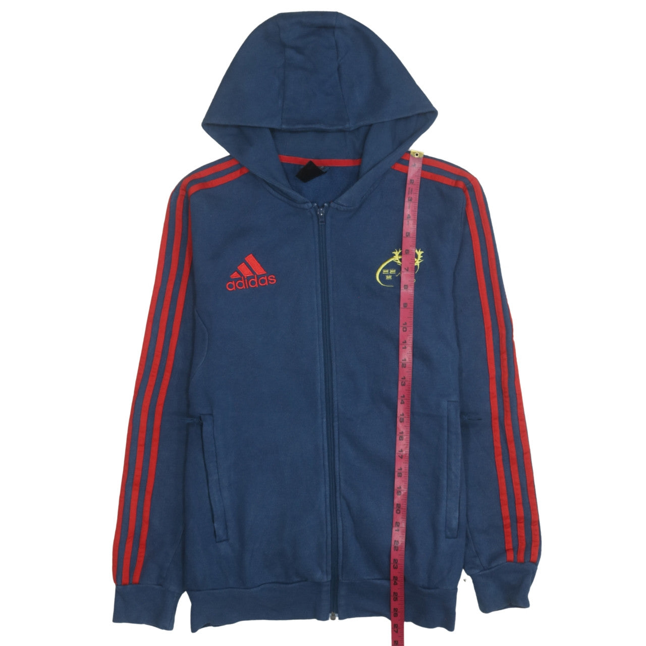 Adidas Boys Blue Full Zip Hoodie S Rugby Logo Fleece Sweatshirt