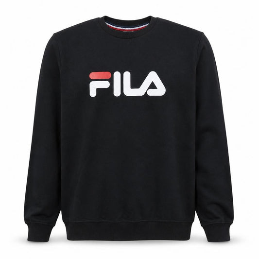 FILA Mens Black Small Logo Crew Neck Pullover Sweatshirt