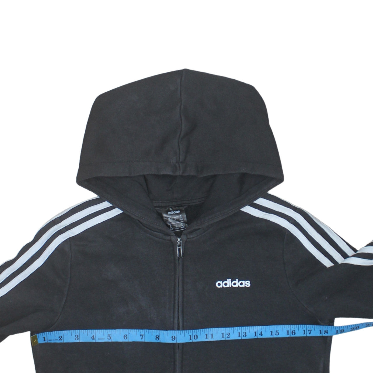 Adidas Womens Black Full Zip Hoodie Size M 12-14 Hooded Sweatshirt