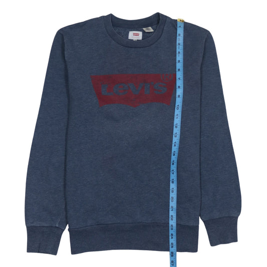 Levi's Men's Blue Crew Neck Logo Pullover Sweatshirt Size S