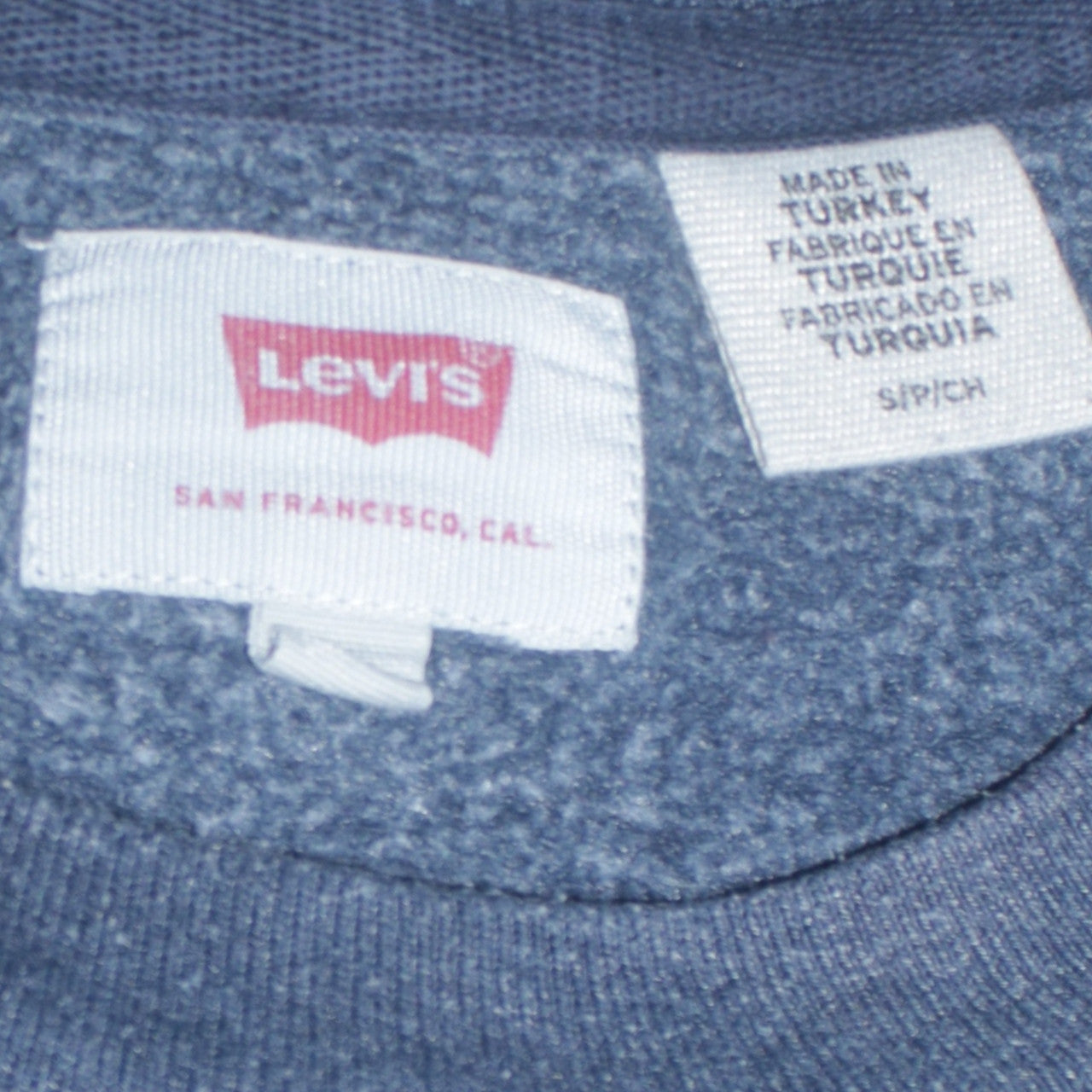 Levi's Men's Blue Crew Neck Logo Pullover Sweatshirt Size S