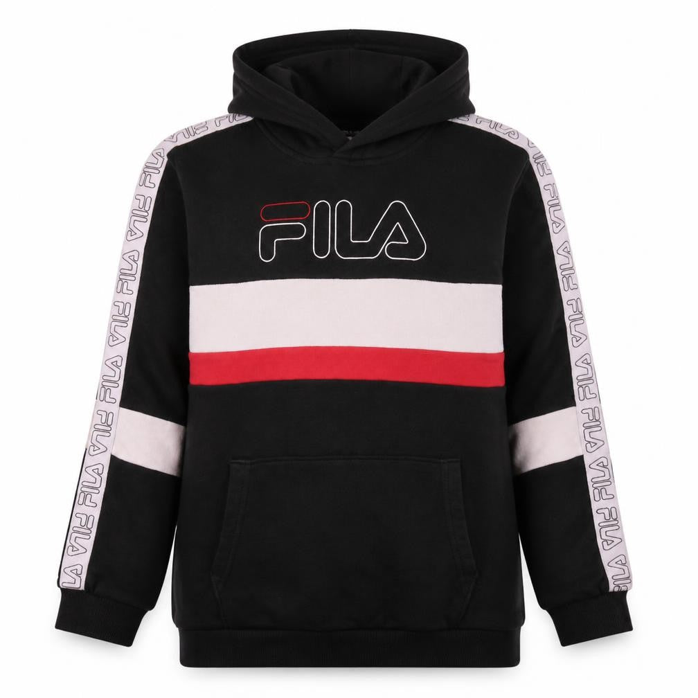 Fila Boys Black Hoodie 13-14 Years Pullover Logo Cotton Blend