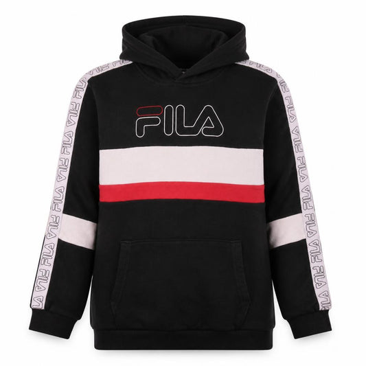 Fila Boys Black Hoodie 13-14 Years Pullover Logo Cotton Blend