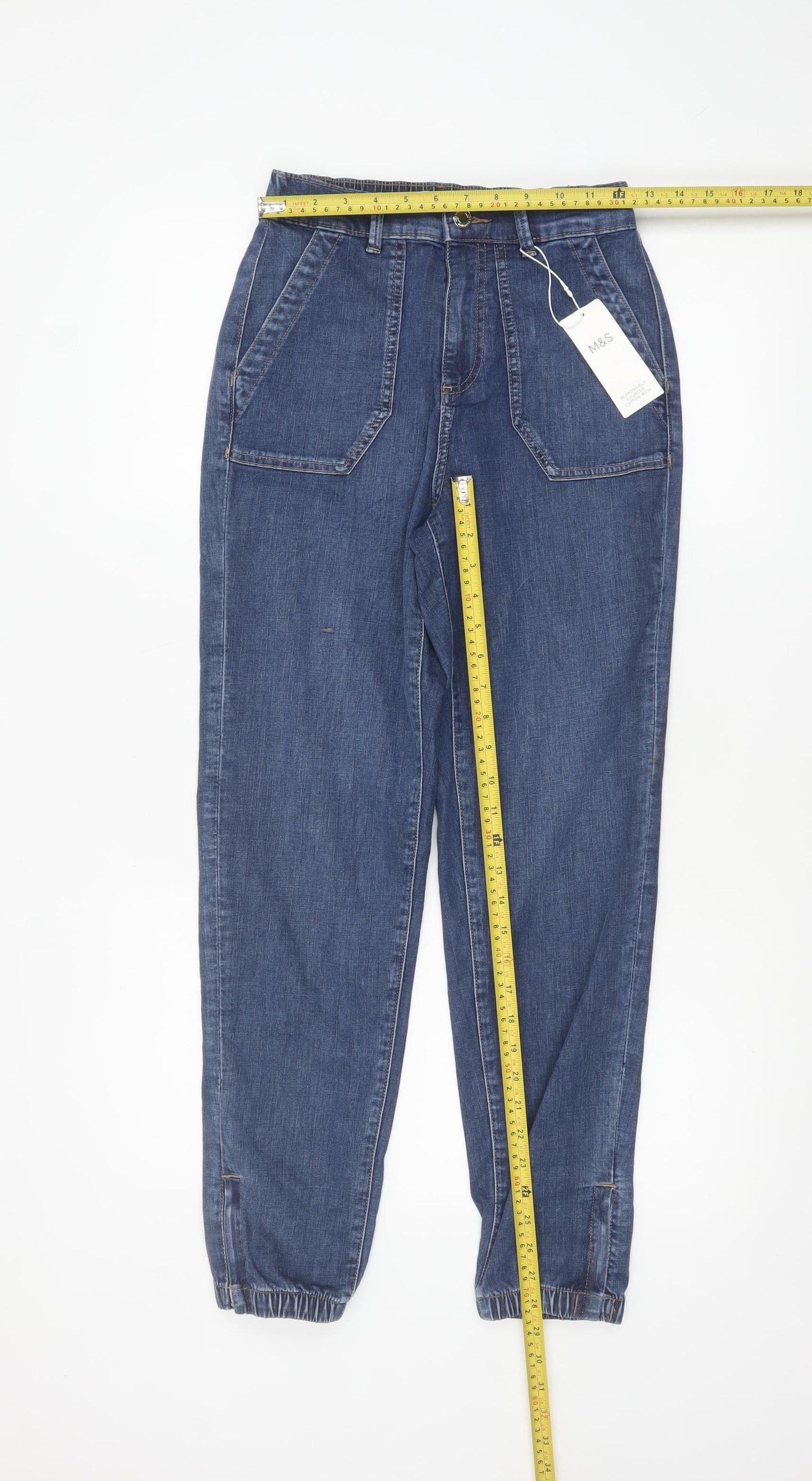 Marks and Spencer Women's Blue Tapered Denim Jeans Size 6 Regular