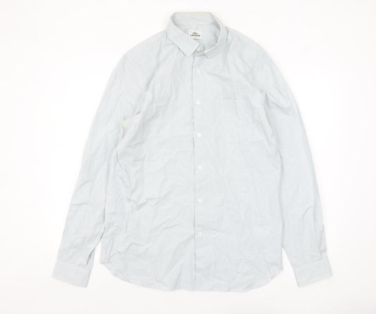 Lacoste Men's Blue Slim Fit Long Sleeve Striped Dress Shirt Size 41