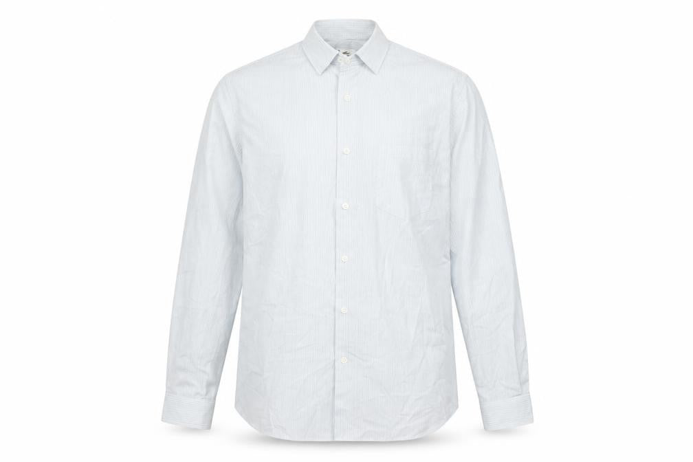 Lacoste Men's Blue Slim Fit Long Sleeve Striped Dress Shirt Size 41