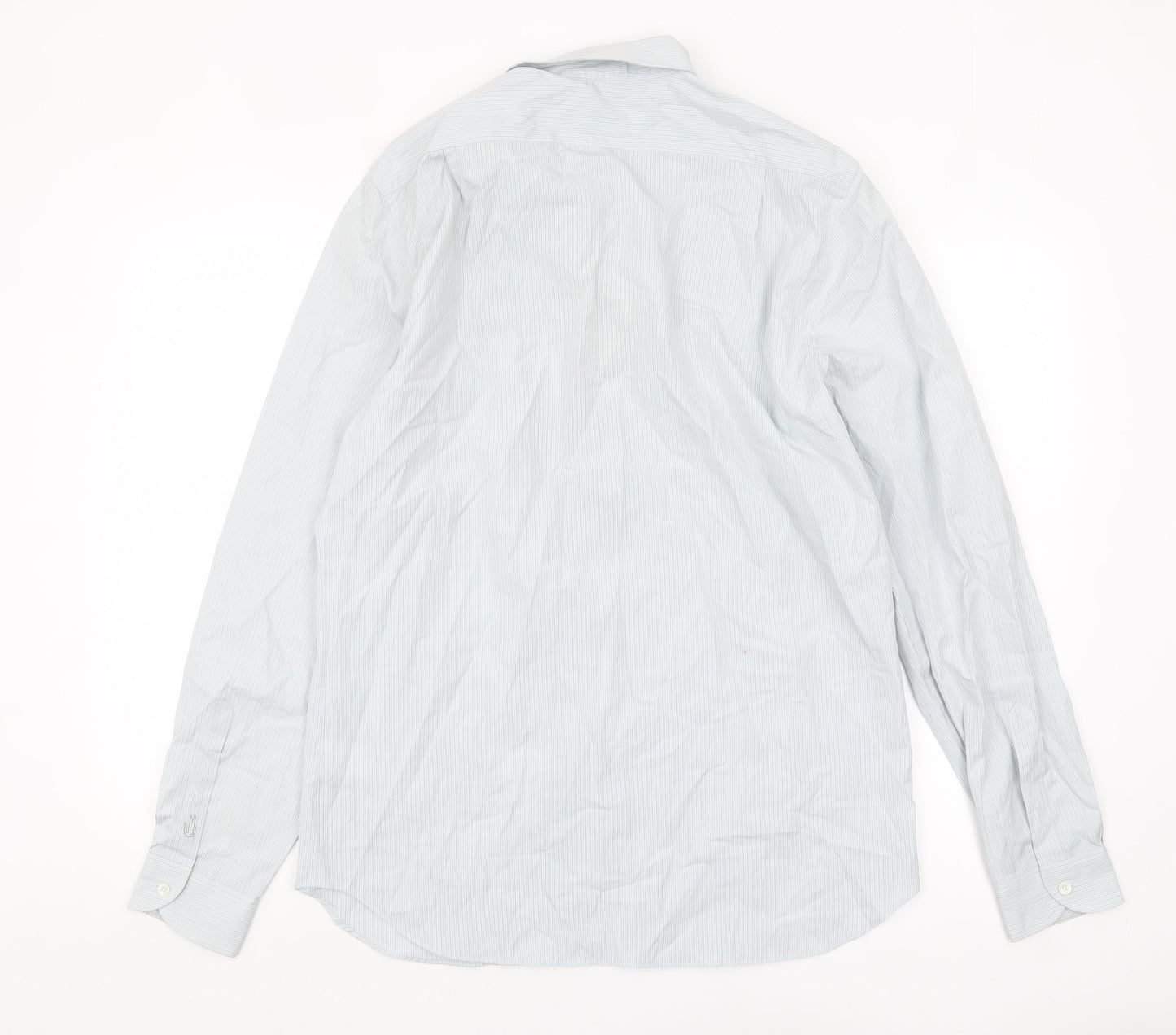 Lacoste Men's Blue Slim Fit Long Sleeve Striped Dress Shirt Size 41