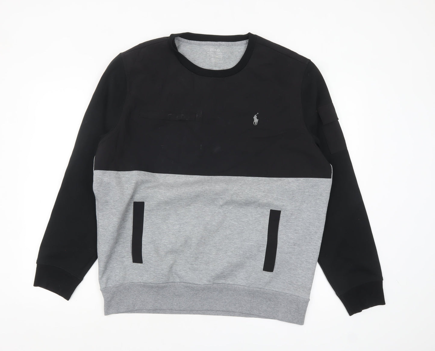 Polo Ralph Lauren Men's Grey Black Crew Neck Sweatshirt L Regular Fit