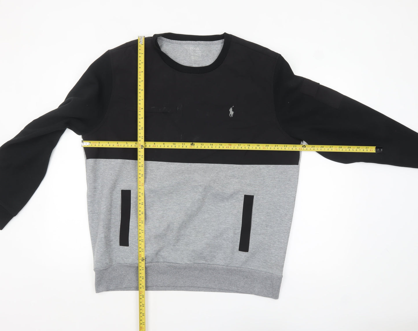 Polo Ralph Lauren Men's Grey Black Crew Neck Sweatshirt L Regular Fit