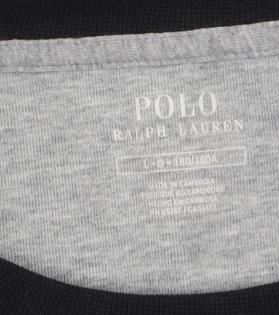 Polo Ralph Lauren Men's Grey Black Crew Neck Sweatshirt L Regular Fit