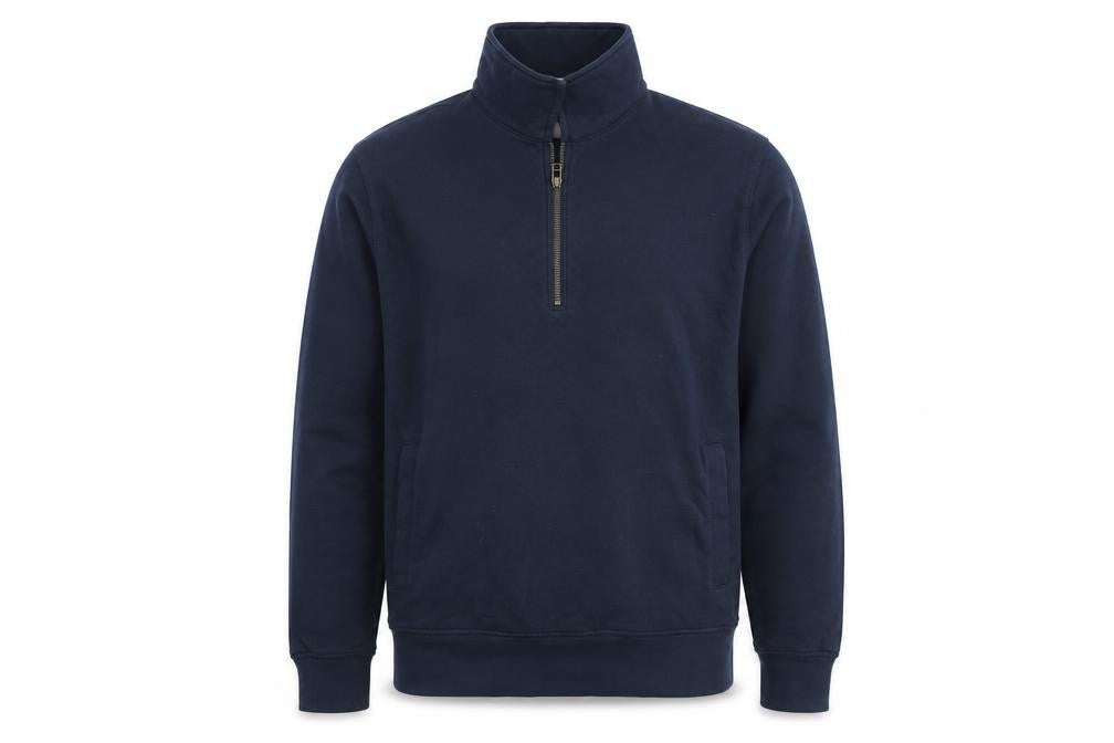 White Stuff Men's Blue 1/2 Zip Cotton Sweatshirt Medium