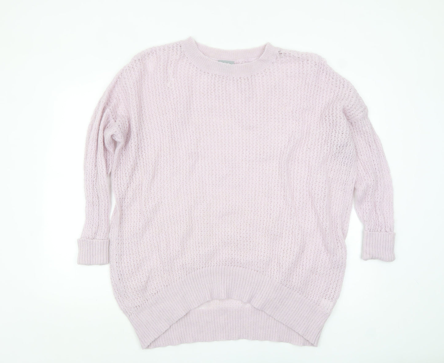 Oliver Bonas Women’s Pink Alpaca Blend Open-Knit Jumper Size 10
