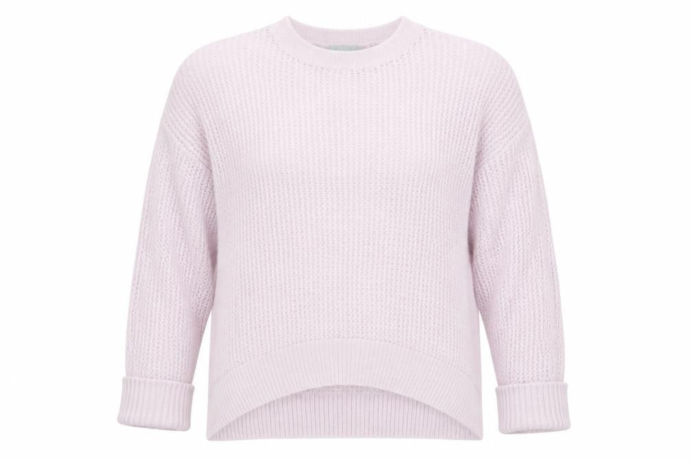 Oliver Bonas Women’s Pink Alpaca Blend Open-Knit Jumper Size 10