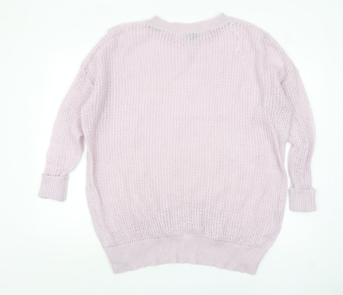 Oliver Bonas Women’s Pink Alpaca Blend Open-Knit Jumper Size 10
