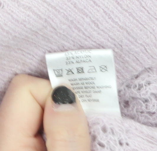 Oliver Bonas Women’s Pink Alpaca Blend Open-Knit Jumper Size 10