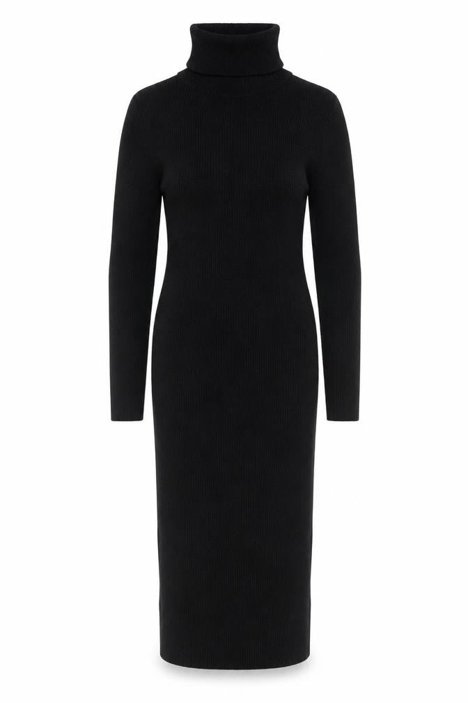 South Womens Black Knit Roll Neck Bodycon Midi Dress UK 10