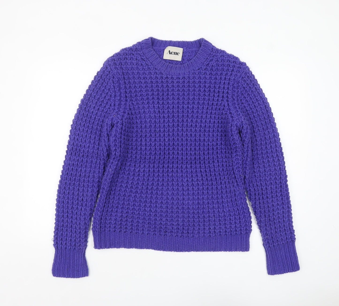 Acne Men’s Purple Chunky-Knit Wool Blend Jumper Size L