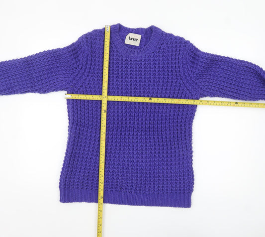 Acne Men’s Purple Chunky-Knit Wool Blend Jumper Size L
