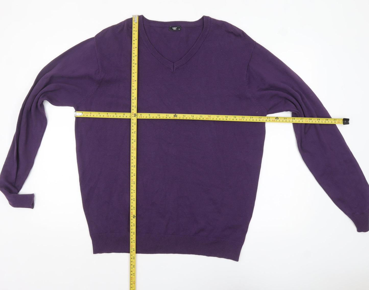 Cotton Traders Men's Purple V-Neck XL Cotton Pullover Jumper