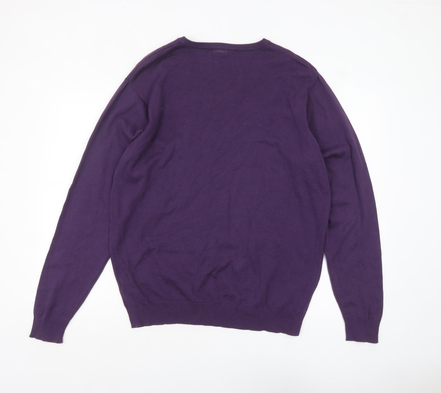 Cotton Traders Men's Purple V-Neck XL Cotton Pullover Jumper